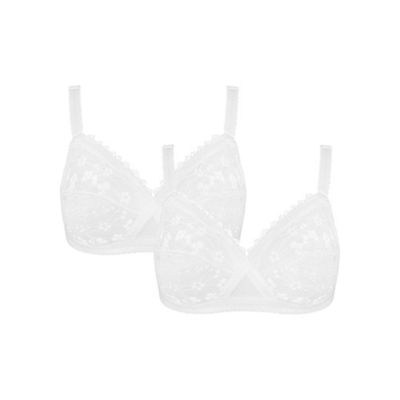 Playtex Pack of two white lace non wired bra